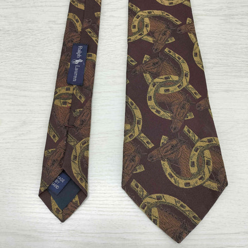 ラルフローレン RALPH LAUREN MADE BY HAND ホース刺繍 シルクネクタイ メンズ
