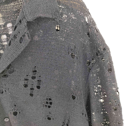 ザラ ZARA レース編み穴あきシャツ メンズ import:L