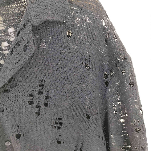 ザラ ZARA レース編み穴あきシャツ メンズ import:L