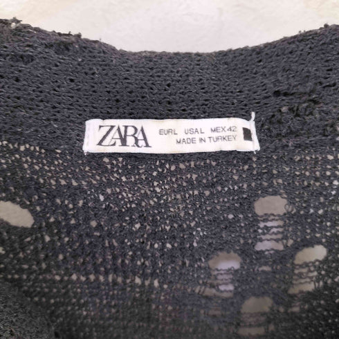 ザラ ZARA レース編み穴あきシャツ メンズ import:L
