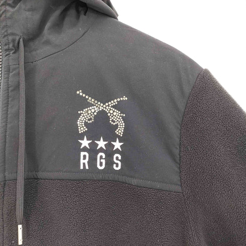 ロアーローガンス roar roarguns ロゴ刺繍 素材切替 ラインストーン スワロフスキー 二丁拳銃 ダブルジップアップパーカー メンズ JPN:3
