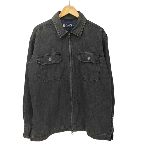 チャップスラルフローレン CHAPS RALPH LAUREN ダブルジップ ブラックデニム スウィングトップ メンズ import:M