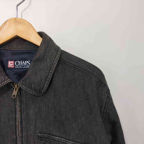 チャップスラルフローレン CHAPS RALPH LAUREN ダブルジップ ブラックデニム スウィングトップ メンズ import:M