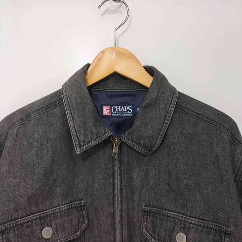 チャップスラルフローレン CHAPS RALPH LAUREN ダブルジップ ブラックデニム スウィングトップ メンズ import:M