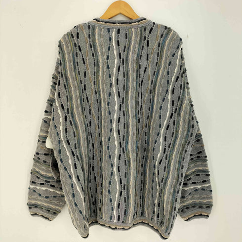 ツンドラ tundra 90s カナダ製 マルチストライプ Vネック 3D ニット メンズ import:XL