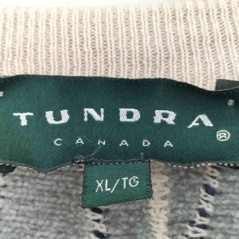 ツンドラ tundra 90s カナダ製 マルチストライプ Vネック 3D ニット メンズ import:XL