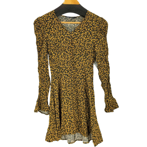 ザラ ZARA 小花柄パフスリーブミニワンピース レディース import:S