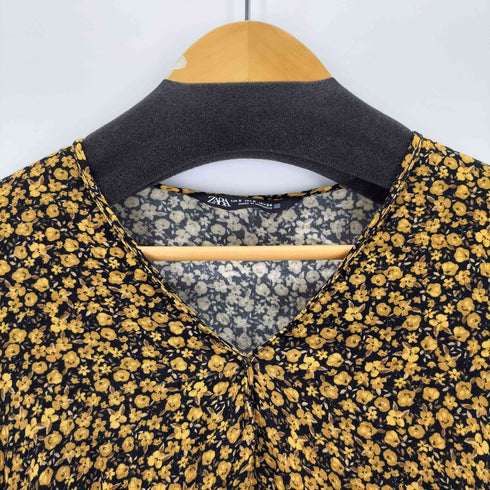 ザラ ZARA 小花柄パフスリーブミニワンピース レディース import:S