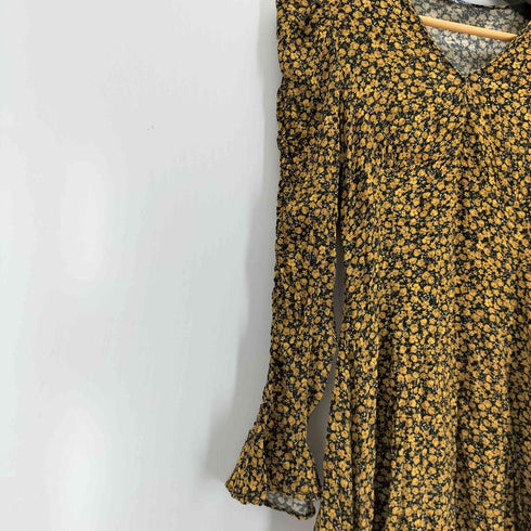 ザラ ZARA 小花柄パフスリーブミニワンピース レディース import:S