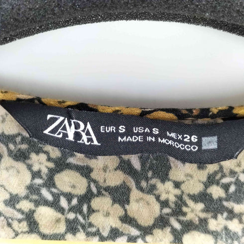 ザラ ZARA 小花柄パフスリーブミニワンピース レディース import:S