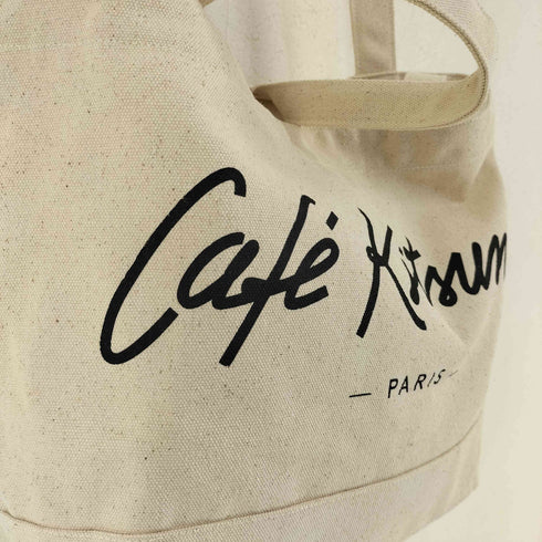 メゾンキツネ MAISON KITSUNE Café Kitsuné 2way ロゴプリント キャンバス トートバッグ レディース
