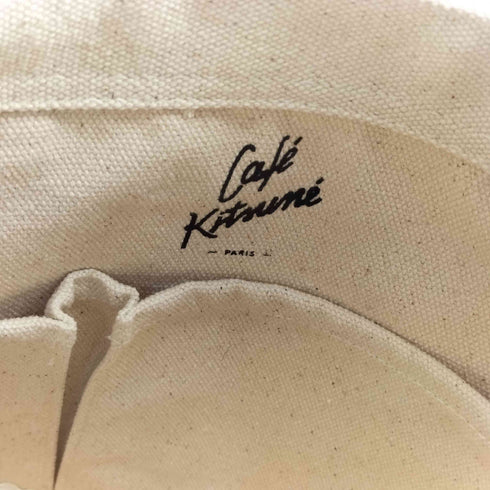 メゾンキツネ MAISON KITSUNE Café Kitsuné 2way ロゴプリント キャンバス トートバッグ レディース