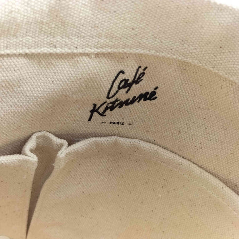 メゾンキツネ MAISON KITSUNE Café Kitsuné 2way ロゴプリント キャンバス トートバッグ レディース