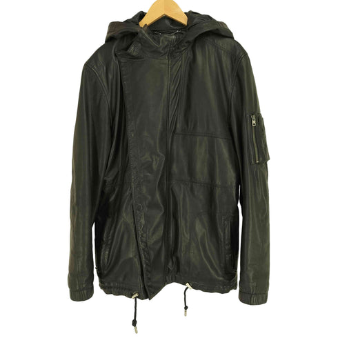 ディーゼル DIESEL カウレザー 比翼 ダブルジップ フーデッド ジャケット メンズ EUR:50
