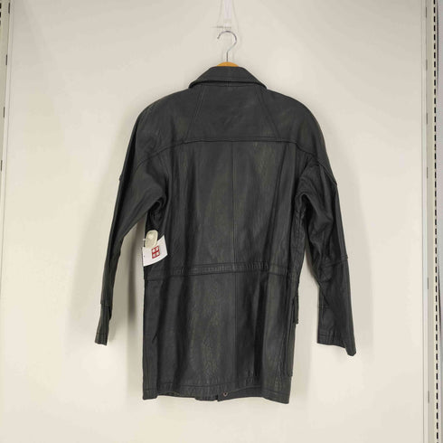 LEODOR 裏地ドローコード シープレザー ジップアップ 比翼 ハーフコート メンズ import:M