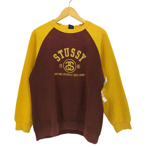 ステューシー Stussy 90S OLD 青タグ カレッジロゴ 三段 ラグラン スリーブ スウェット メンズ import:S