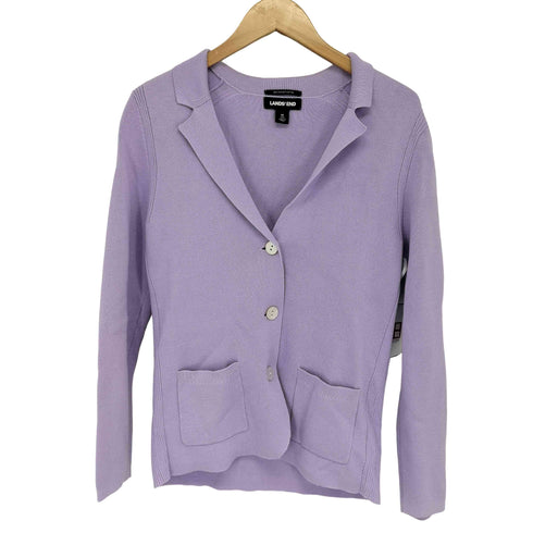 ランズエンド LANDS END 貝ボタン スーピマコットン ニットジャケット カーディガン レディース JPN:M