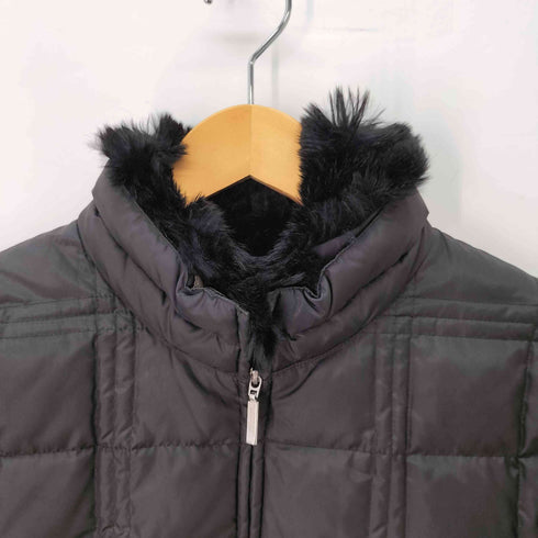バーバリーブラックレーベル BURBERRY BLACK LABEL 襟ラビットファー 裏地チェック ダウンジャケット メンズ import:M