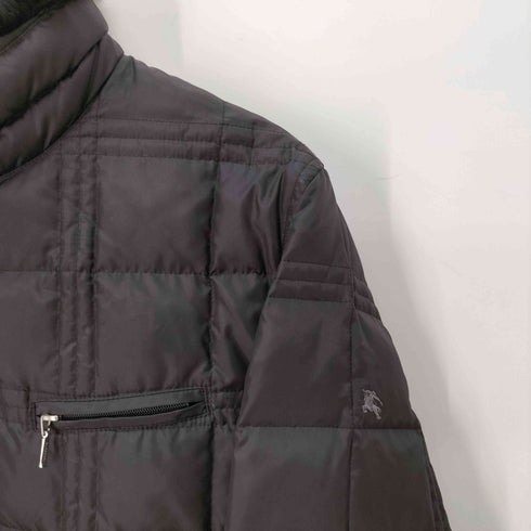 バーバリーブラックレーベル BURBERRY BLACK LABEL 襟ラビットファー 裏地チェック ダウンジャケット メンズ import:M
