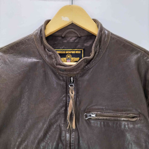 MORGAN MEMPHIS BELLE GENUINE LEATHER 本革 シングル レザー ライダース ジャケット メンズ import:L