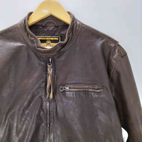 MORGAN MEMPHIS BELLE GENUINE LEATHER 本革 シングル レザー ライダース ジャケット メンズ import:L