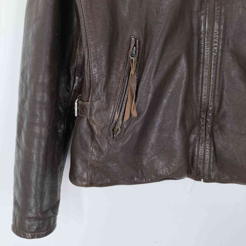MORGAN MEMPHIS BELLE GENUINE LEATHER 本革 シングル レザー ライダース ジャケット メンズ import:L
