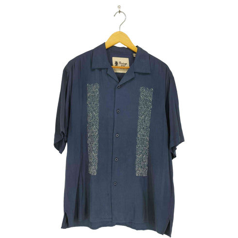 VINTAGE SILK シルク ステッチデザイン 開襟シャツ メンズ import:M