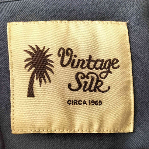 VINTAGE SILK シルク ステッチデザイン 開襟シャツ メンズ import:M
