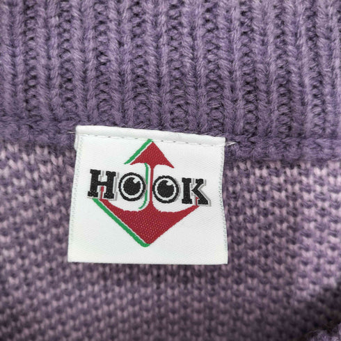 フック HOOK 英字総柄 ダメージ加工ニット レディース import:M