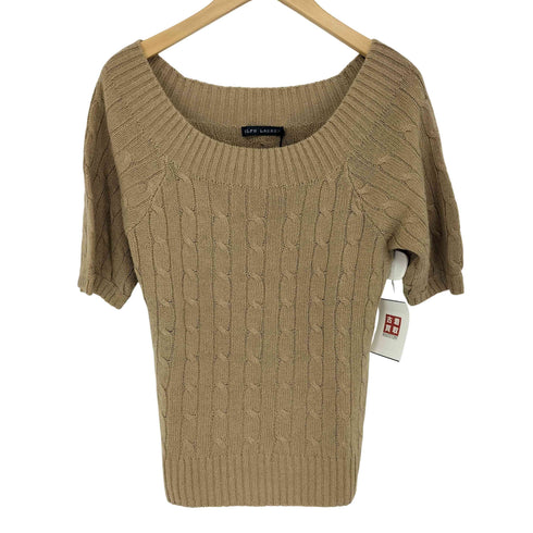 ラルフローレン RALPH LAUREN リネンカシミヤ ケーブル半袖ニット レディース import:L