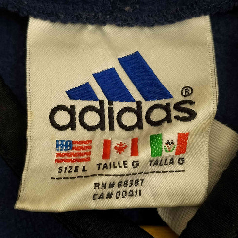 アディダス adidas 90s 万国旗タグ ロゴ刺繍 フリースプルオーバーパーカー メンズ import:L