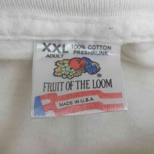フルーツオブザルーム FRUIT OF THE LOOM 80s USA製 袖裾シングルステッチ DALLAS プリントクルーネック半袖Tシャツ メンズ import:XXL