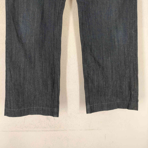 マーガレットハウエル MARGARET HOWELL シンチバック付ボタンフライワイドデニムパンツ メンズ 27×31