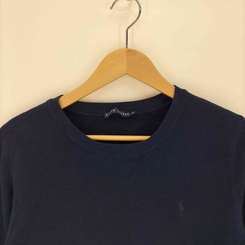 ラルフローレン RALPH LAUREN ポニー刺繍 クルーネック プルオーバー スウェット 前Vガゼット レディース import:M