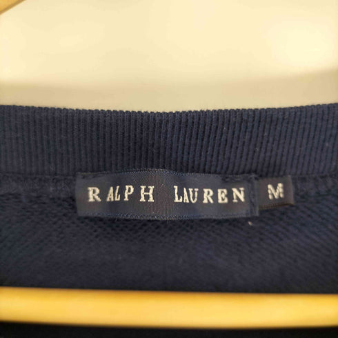ラルフローレン RALPH LAUREN ポニー刺繍 クルーネック プルオーバー スウェット 前Vガゼット レディース import:M