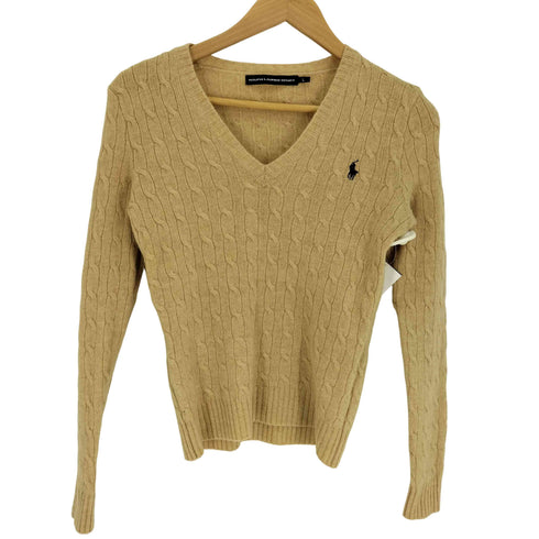 ラルフローレンスポーツ RALPH LAUREN SPORT ポニー刺繍 ケーブル編み Vネック プルオーバー ニット セーター レディース import:L
