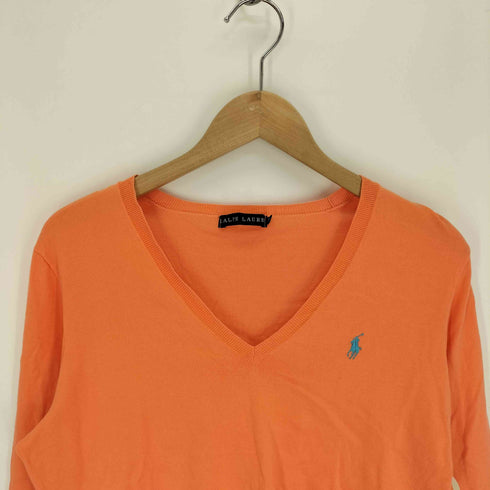 ラルフローレン RALPH LAUREN ポニー刺繍 Vネック プルオーバー コットン サマー ニット セーター レディース 7f