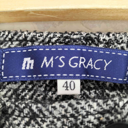 エムズグレイシー Ms GRACY リボン装飾 ツイードパンツ レディース 40