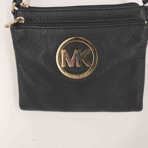 マイケルコース Michael Kors MK ロゴ プレート シボ革 レザー ウォレット クロスボディ ショルダー バック レディース
