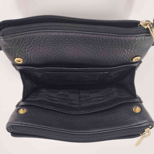 マイケルコース Michael Kors MK ロゴ プレート シボ革 レザー ウォレット クロスボディ ショルダー バック レディース