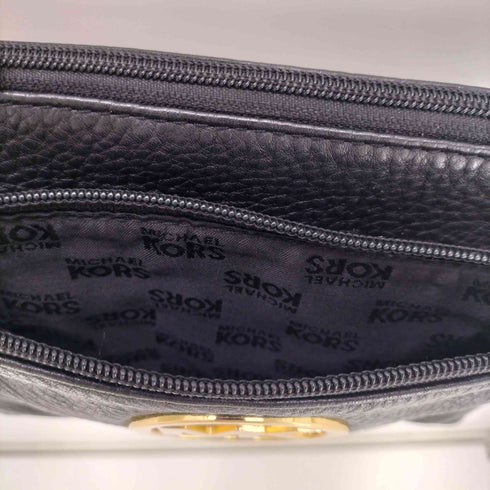 マイケルコース Michael Kors MK ロゴ プレート シボ革 レザー ウォレット クロスボディ ショルダー バック レディース