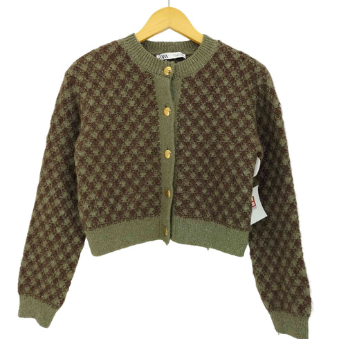 ザラ ZARA クルーネック クロップド丈 カーディガン レディース import:S