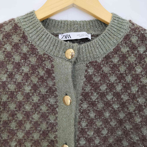 ザラ ZARA クルーネック クロップド丈 カーディガン レディース import:S