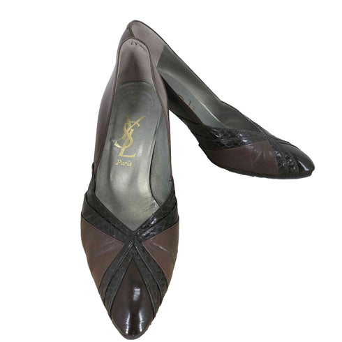 イヴサンローラン Yves Saint Laurent パイソン柄 レザーパンプス レディース 35 1/2