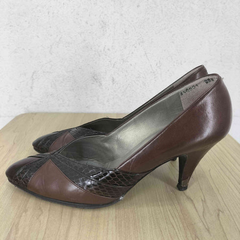 イヴサンローラン Yves Saint Laurent パイソン柄 レザーパンプス レディース 35 1/2