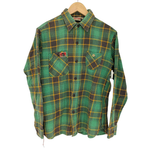 キャッツポウ CATS PAW マドラスチェック ロゴワッペン フラップポケット 猫目ボタン フランネルシャツ メンズ JPN:M