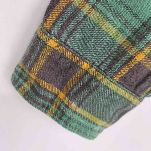 キャッツポウ CATS PAW マドラスチェック ロゴワッペン フラップポケット 猫目ボタン フランネルシャツ メンズ JPN:M