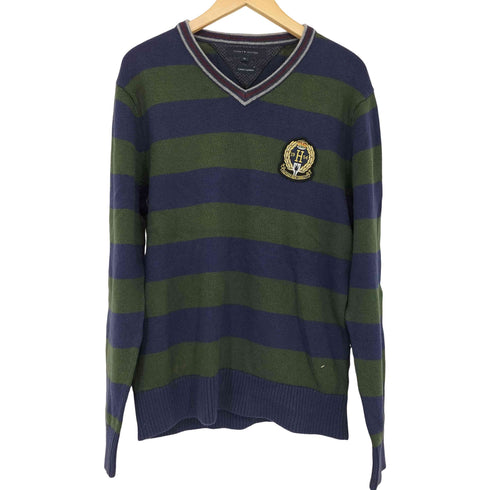 トミーヒルフィガー TOMMY HILFIGER エンブレム刺繍 カシミヤ混 ボーダーニットセーター メンズ JPN:XL