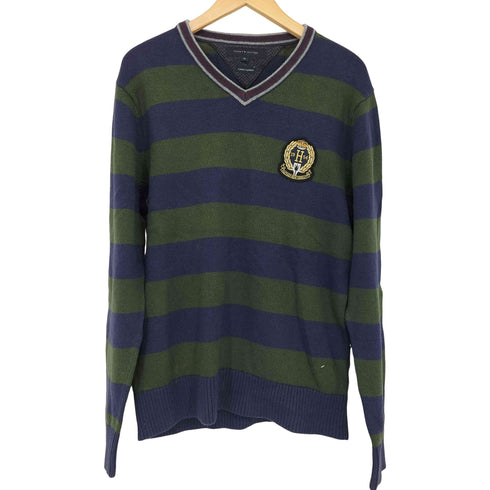 トミーヒルフィガー TOMMY HILFIGER エンブレム刺繍 カシミヤ混 ボーダーニットセーター メンズ JPN:XL