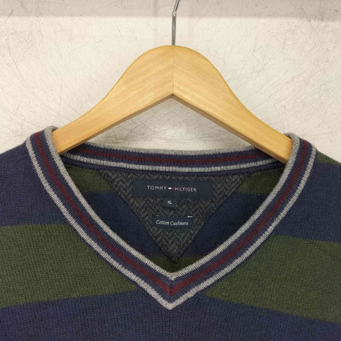 トミーヒルフィガー TOMMY HILFIGER エンブレム刺繍 カシミヤ混 ボーダーニットセーター メンズ JPN:XL